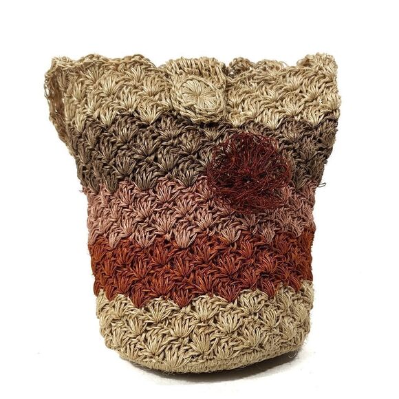 Vintage Handbags - Vintage Woven Flower Bohemian Tote Bag